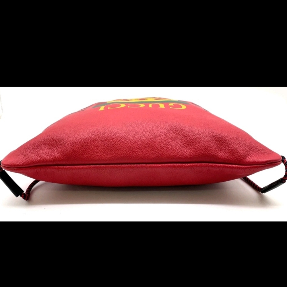 Gucci Logo Red Drawstring Backpack With Pouch And… - image 5